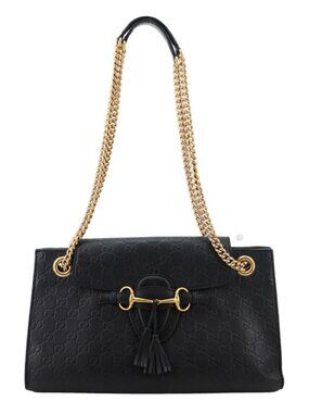 Gucci Emily Leather Chain Shoulder Bag Black 295403